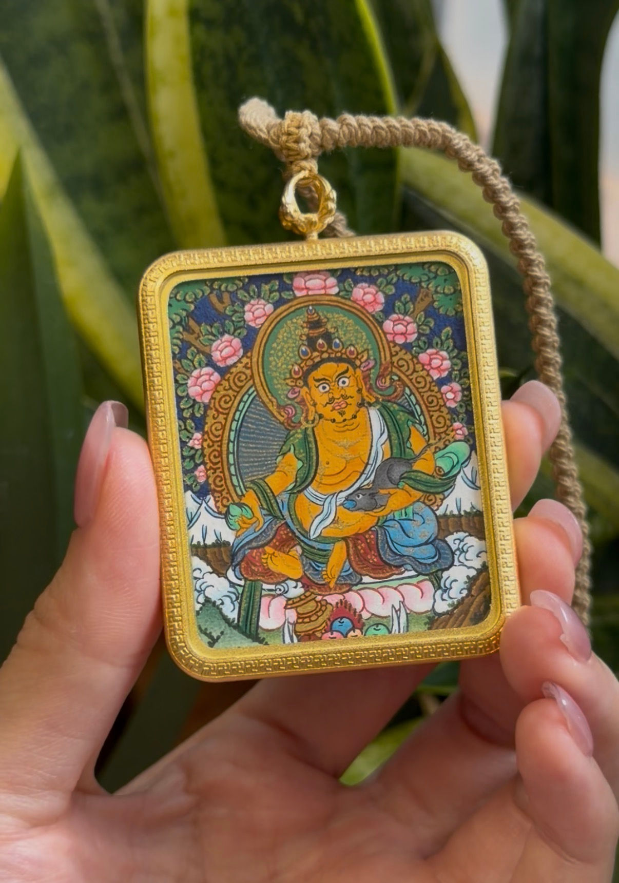 24k金 黃財神小唐卡 24K Yellow Jambhala small Thangka