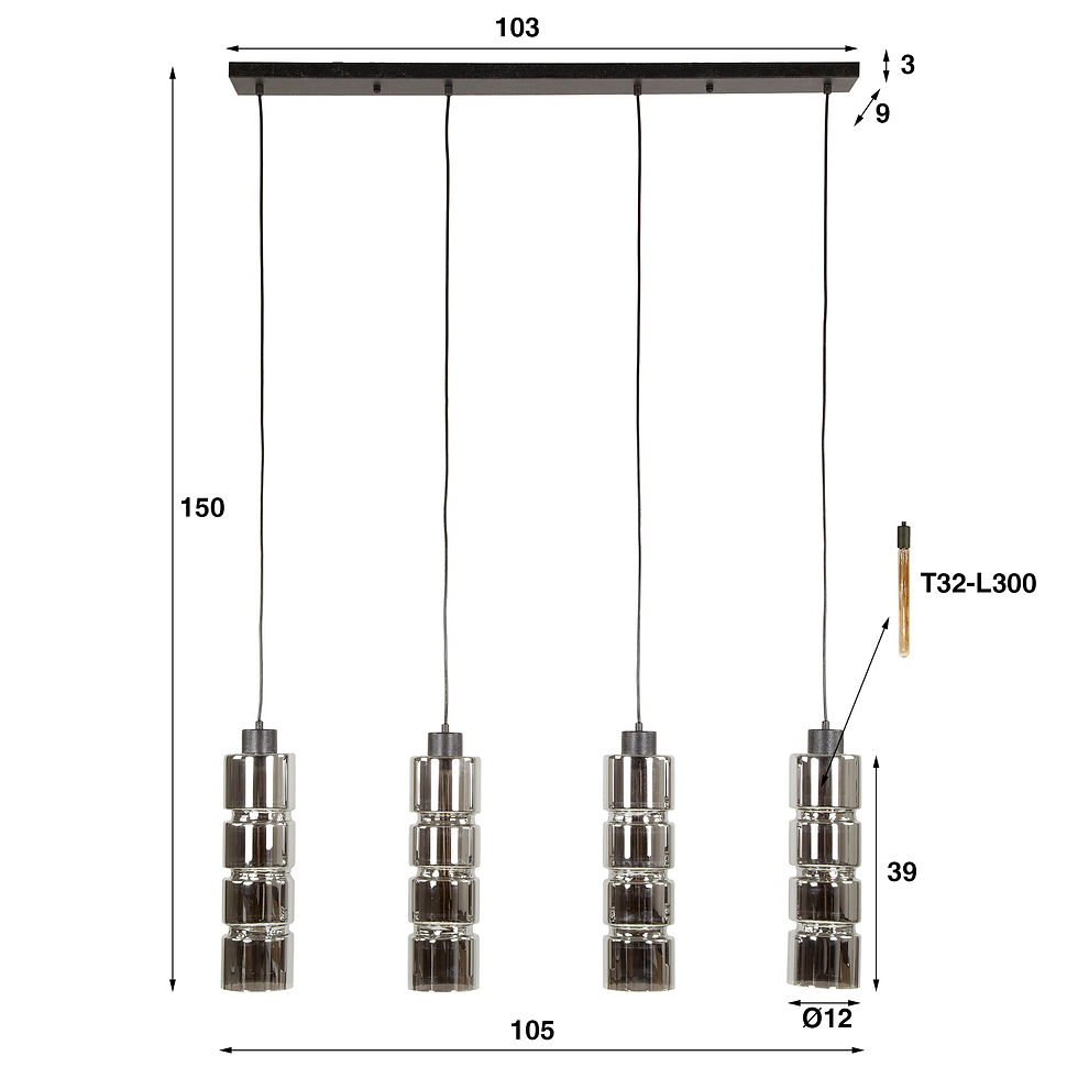 Thumbnail: Hanglamp 4L cylinder glas 7715