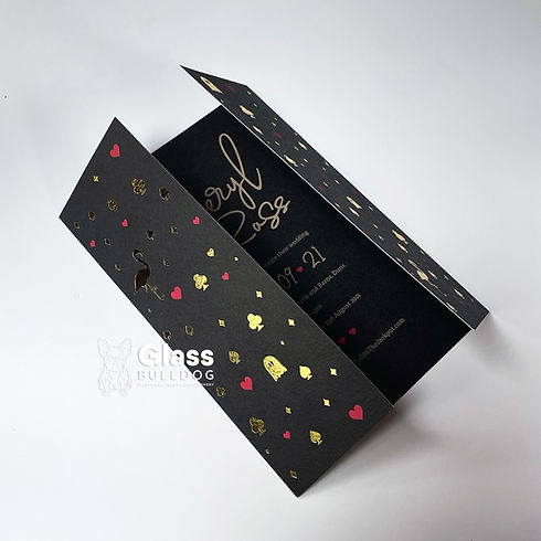 Bespoke foiled wedding stationery with Scottish Vegas theme