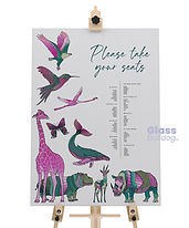 Bespoke wedding table plan - animal theme