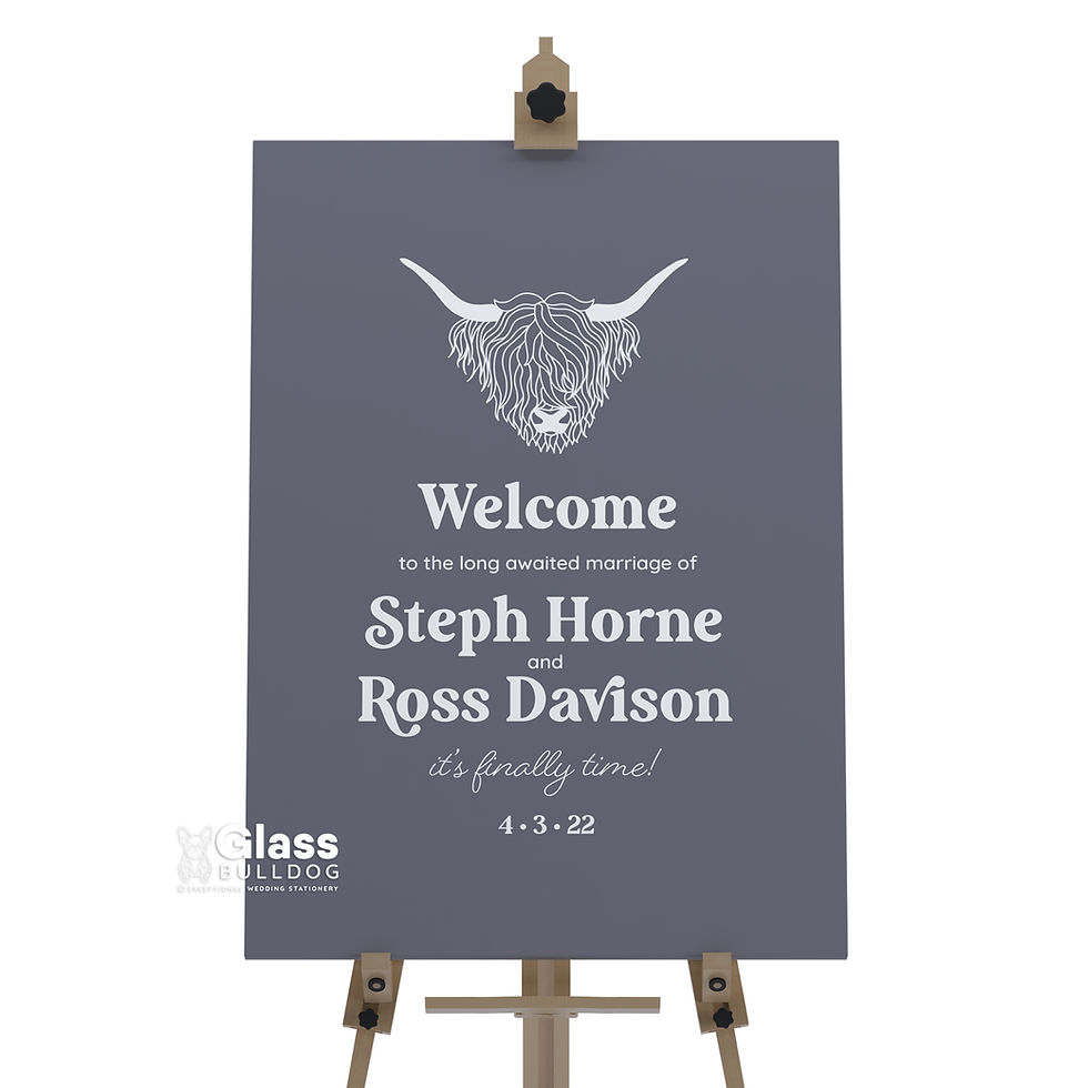 Bespoke Highland cow welcome sign
