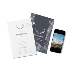Bespoke deer wedding invitation and digital change of date