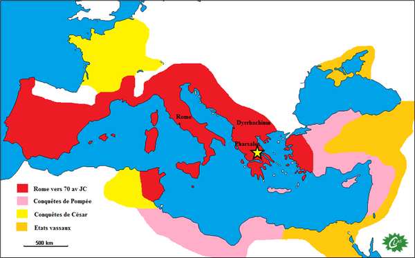 Carte de l'Empire Romain en 48 avant Jésus-Christ