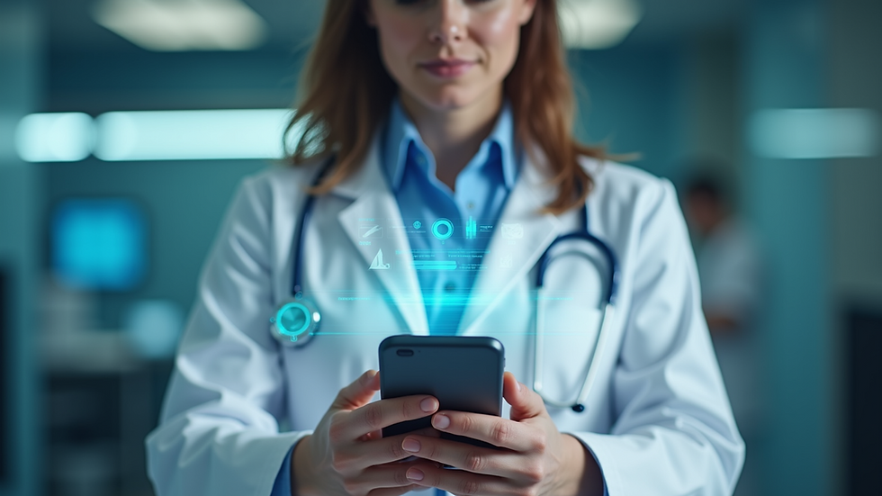 Eye-level view of a healthcare professional using a telehealth platform