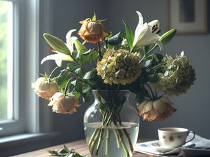 Wilted flowers in vase