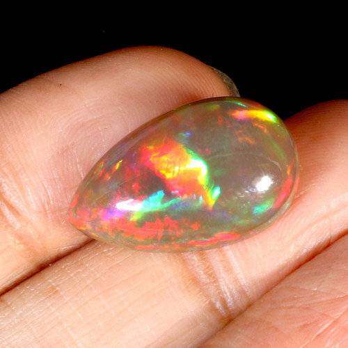 Rare Brown Ethiopian Opal Teardrop Cabochon Unique Opals
