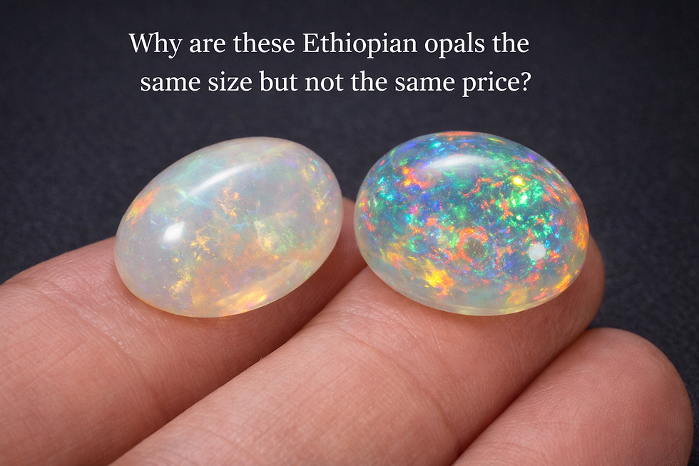 Natural Ethiopian opal held in hand showing fire and real gemstone quality