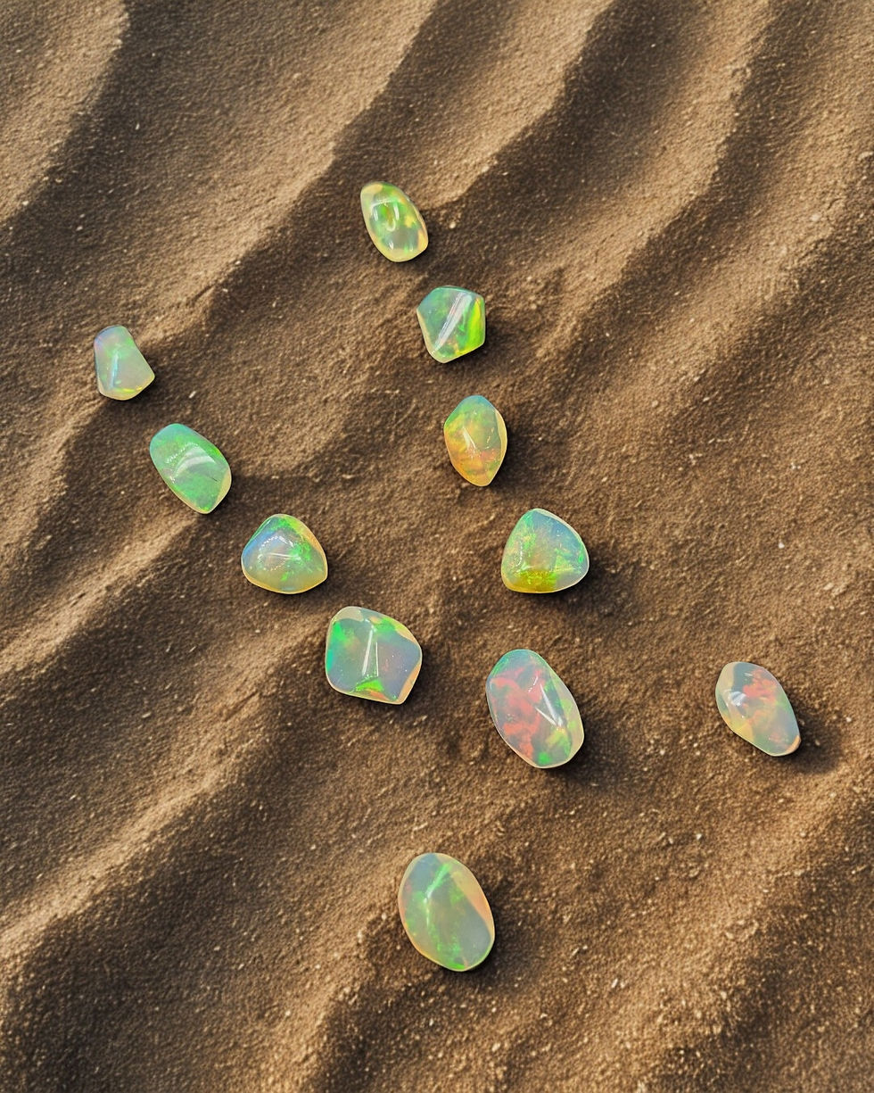 Lot of 11 natural Ethiopian Welo opals for jewelry
