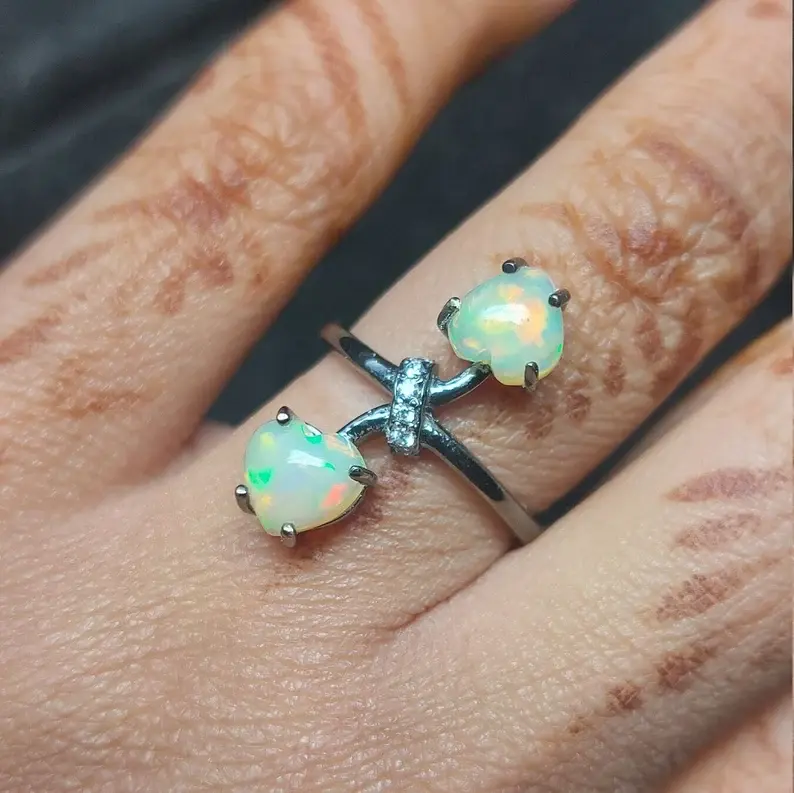 Ethiopian Opal Heart Ring