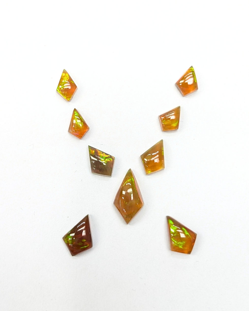 Thumbnail: Ethiopian Welo opal cabochons 9.2x6 mm untreated gemstones
