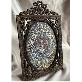 Illustration with watercolor and ink in a vintage frame