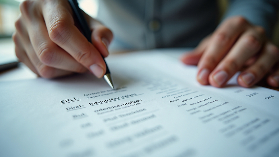 Close-up view of a hand selecting values from a printed list