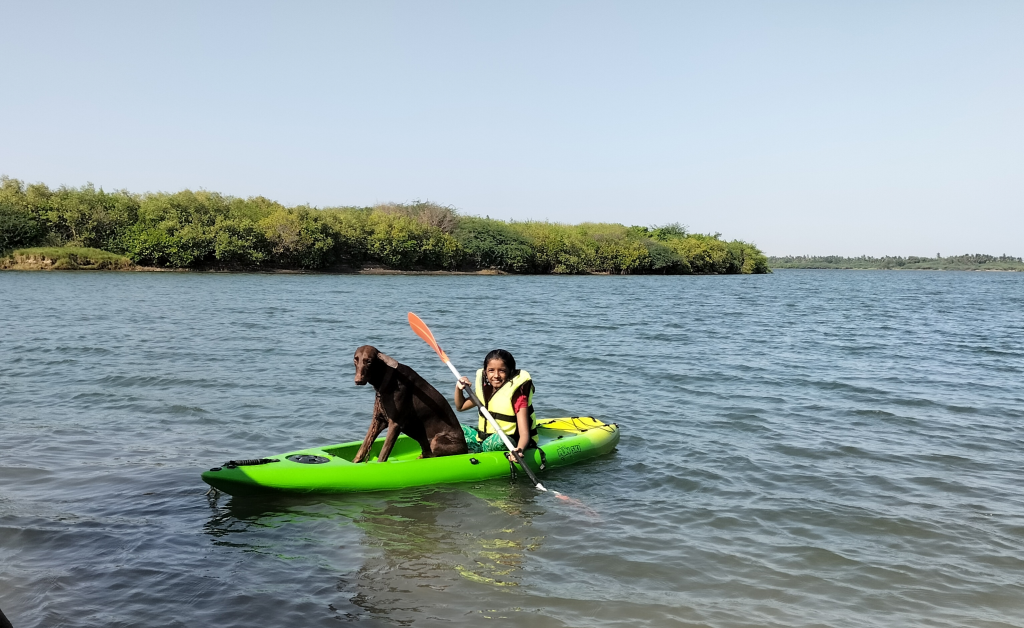 Pet - Kayaking in Mangrovebay Ecocamp - River Kollidam Standup Paddle Expeditions India