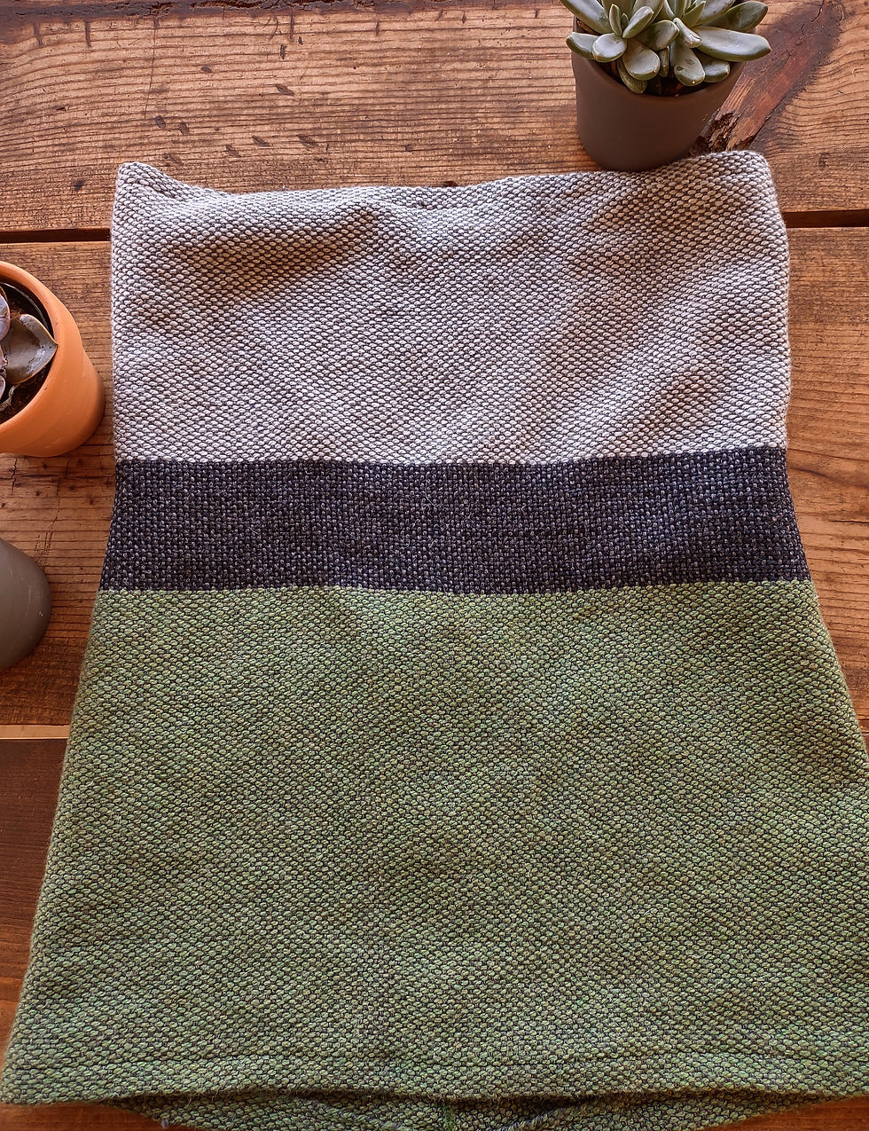 Thumbnail: 'Grassy Fields' Color Block Cowl, Merino, Bamboo, Cotton, & Hemp