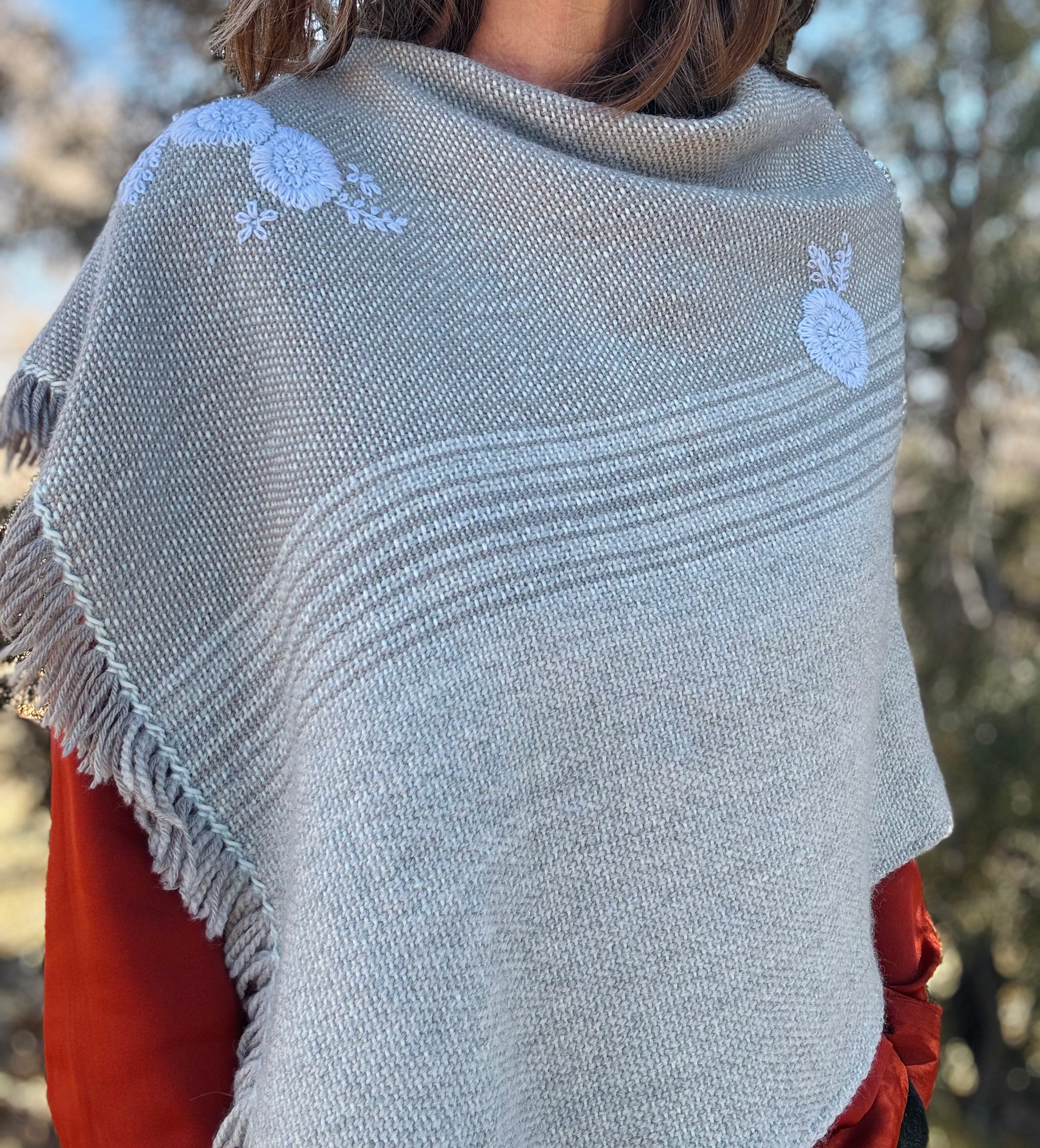 Flowers Poncho, Andean Highland Wool, Baby Alpaca & Merino