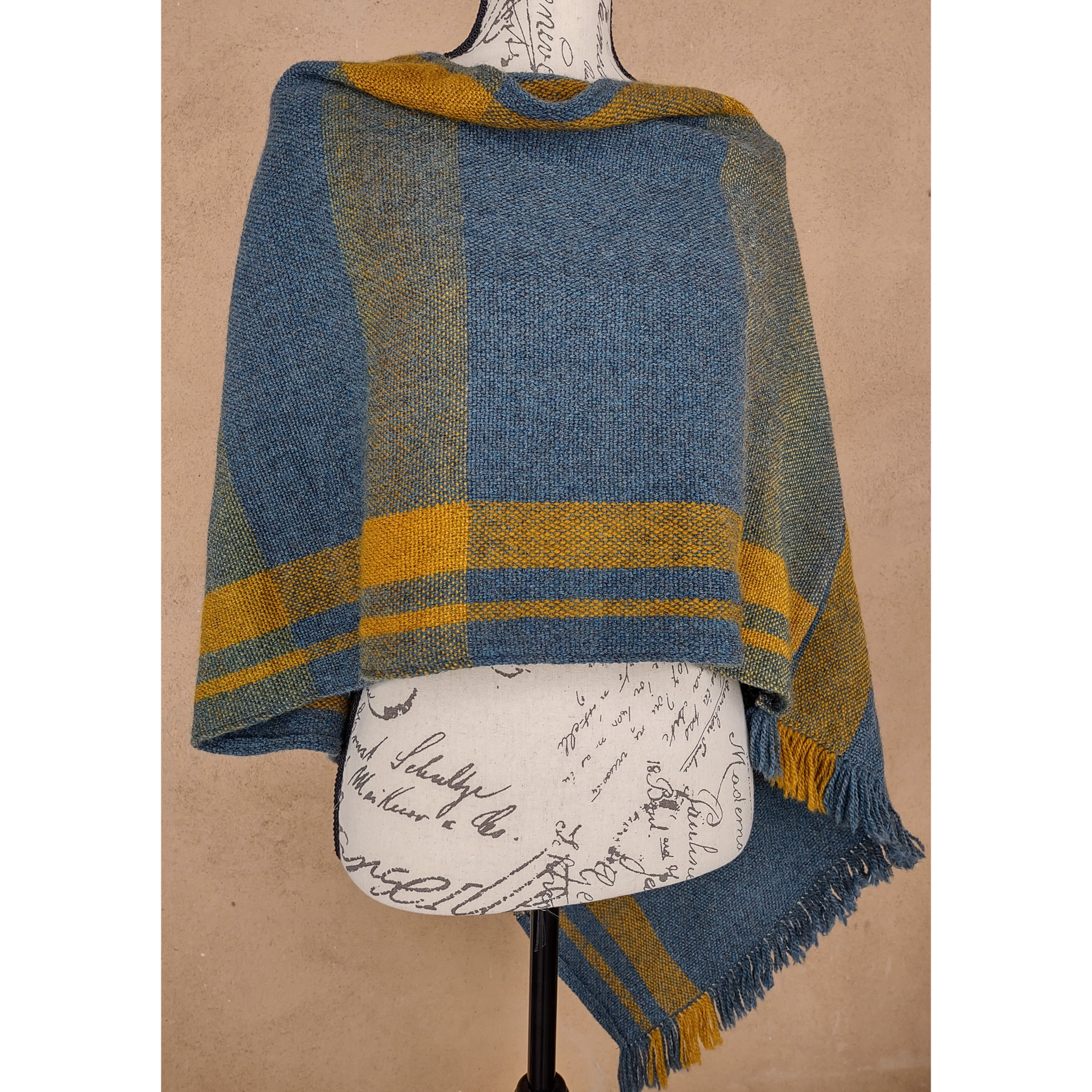 'Cornflower and Ochre' Capelet, Wool & Linen