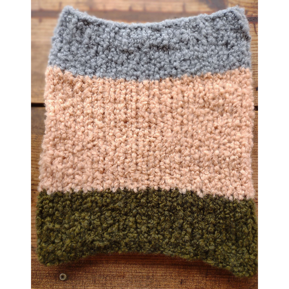 Thumbnail: 'Moss & Smoke' Color Block Cowl, Merino Boucle Wool