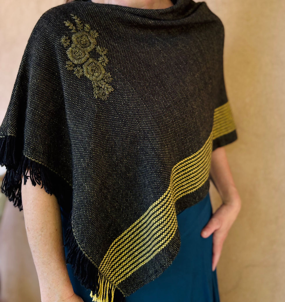 Thumbnail: ‘Olive Floral’ Poncho,  Silk & Merino