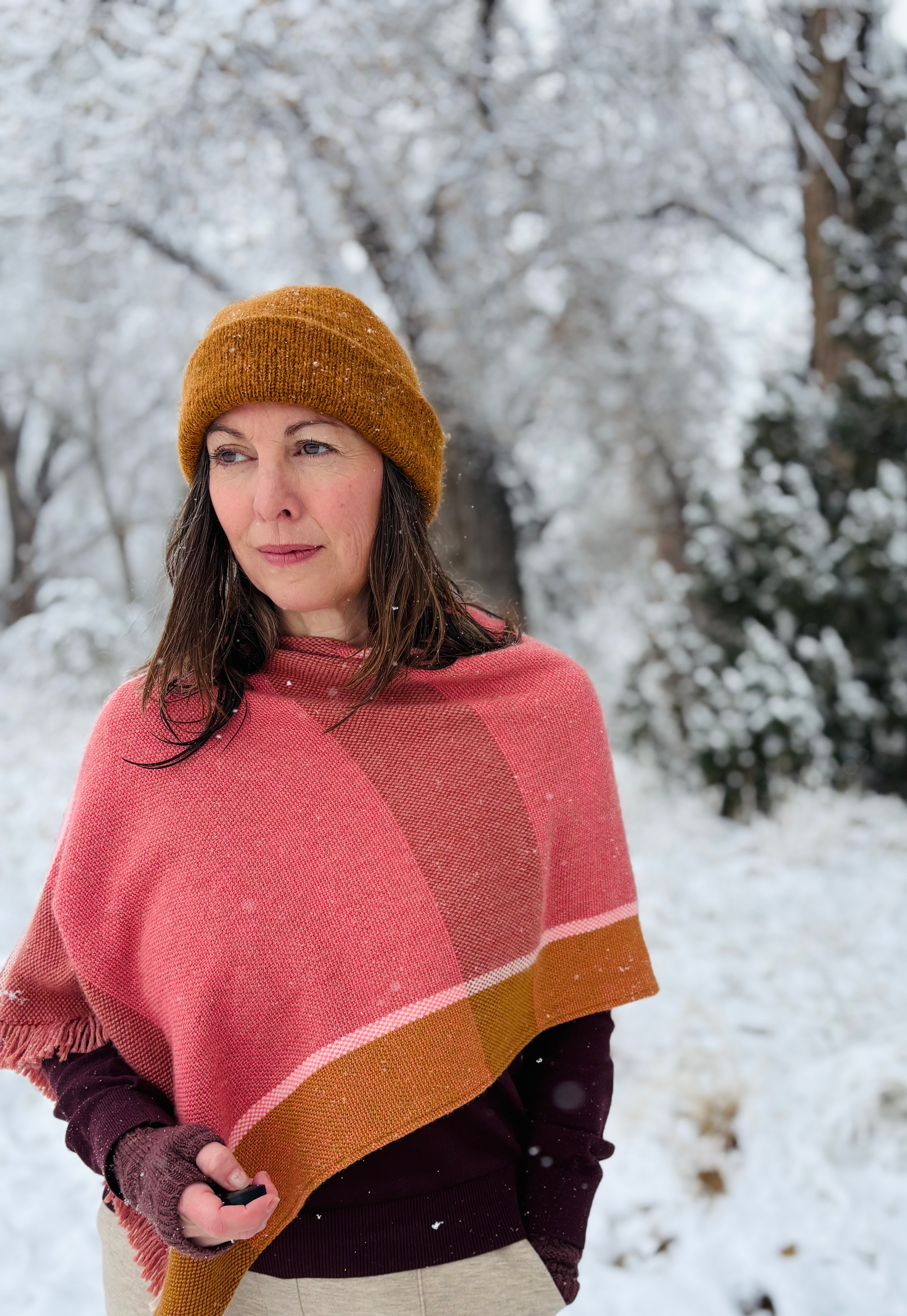 Pink + Orange Crush' Capelet, Alpaca & Merino Wool
