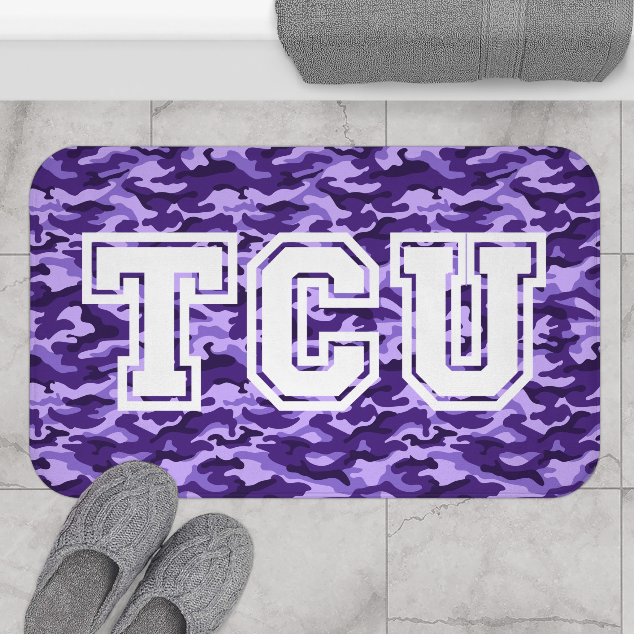 TCU Purple Bath Shower Mat - Camo Texas Christian University