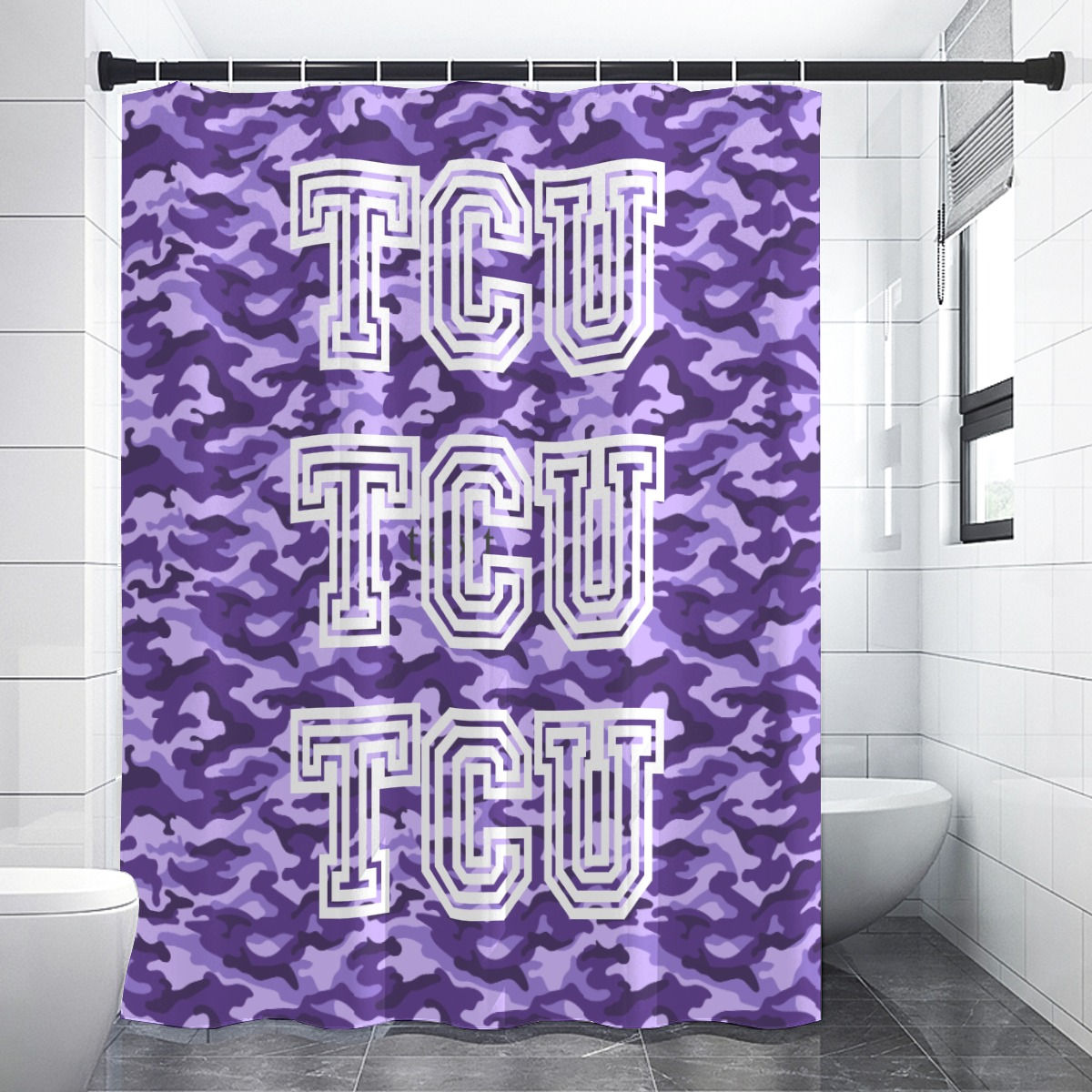 TCU Inline Shower Curtain-Purple Camo