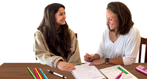 Tutor teaching student math one-on-one