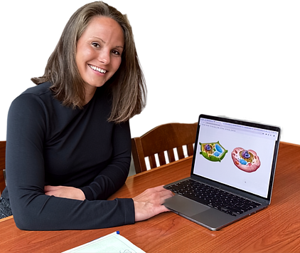 Tutor showing biology diagram on computer