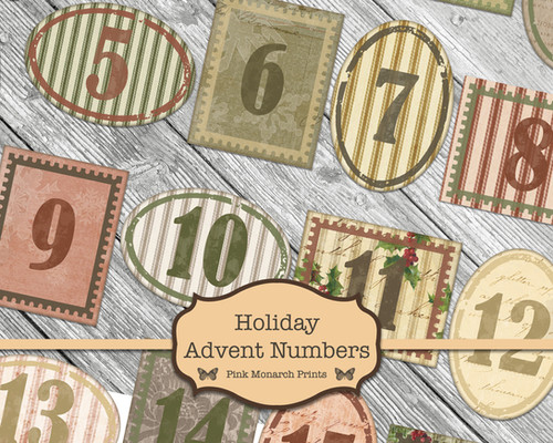 Holiday Advent Numbers | Pink Monarch Prints