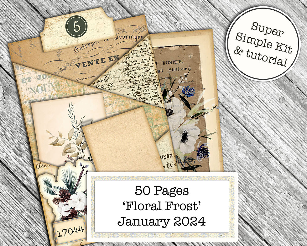 Thumbnail: January Kit - 'Floral Frost' Digital Junk Journal Kit 2024