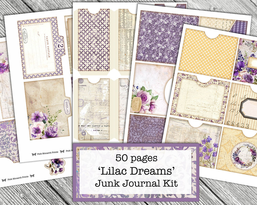 Thumbnail: July Kit 'Lilac Dreams' Digital Junk Journal Kit 2024