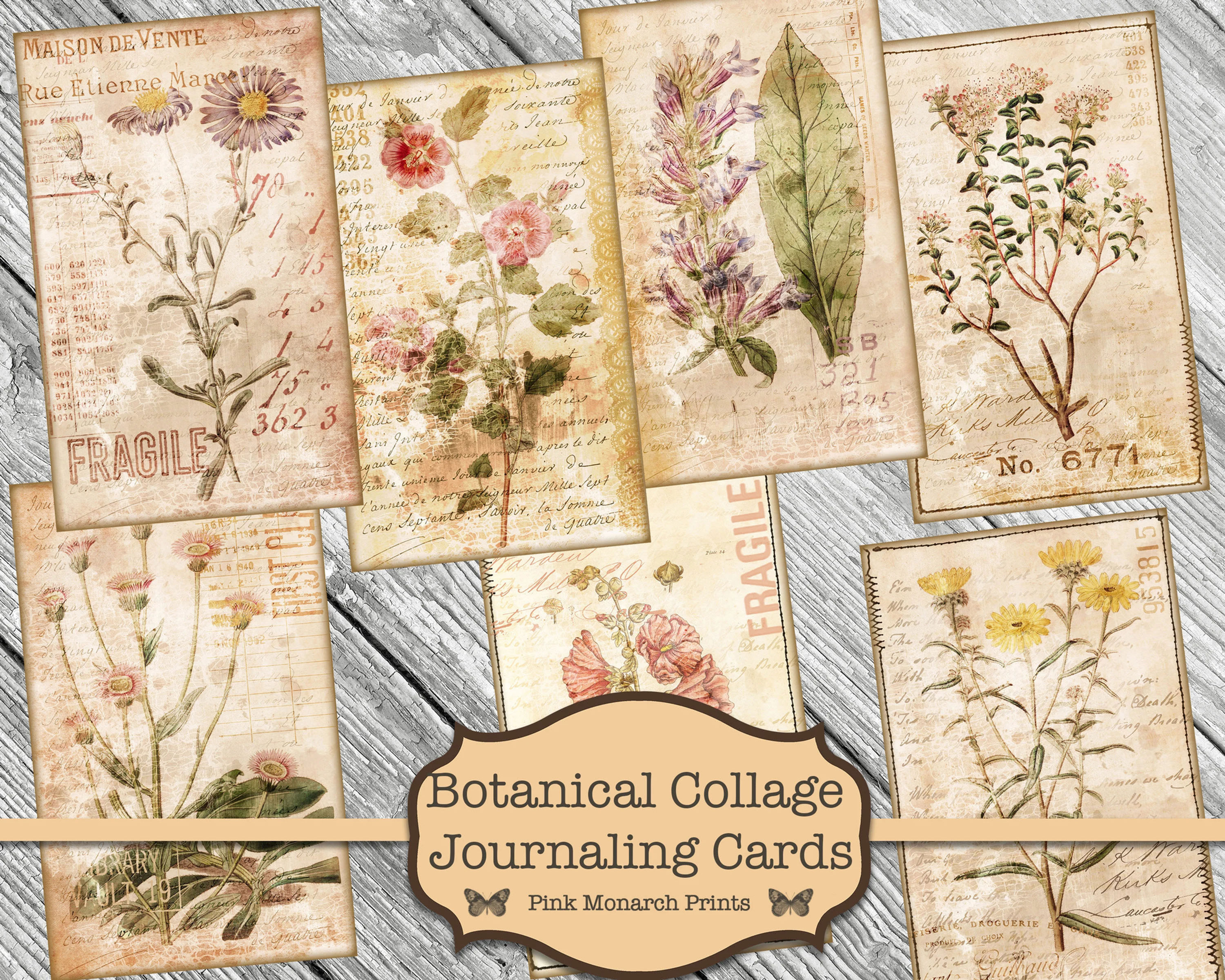 Botanical Collage Journaling Cards