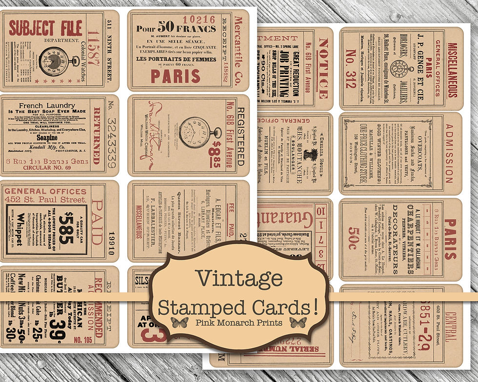 Thumbnail: Vintage Stamped Cards (Red)