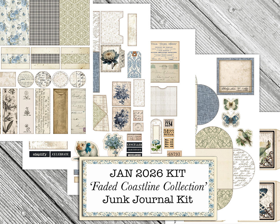 Thumbnail: January 2026 'Faded Coastline' Junk Journal Kit