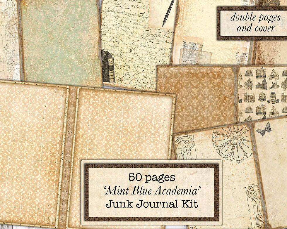 Thumbnail: March 2025 'Mint Blue Academia' Junk Journal Kit