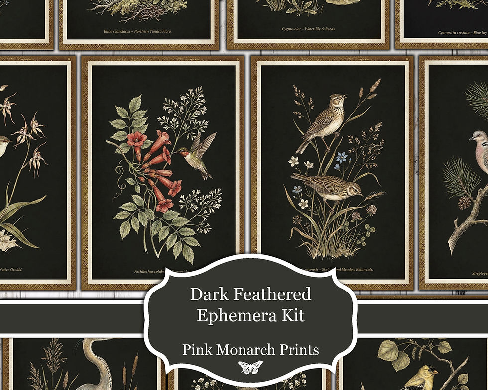 Thumbnail: Dark Feathered Ephemera Kit - Subscriber Freebie