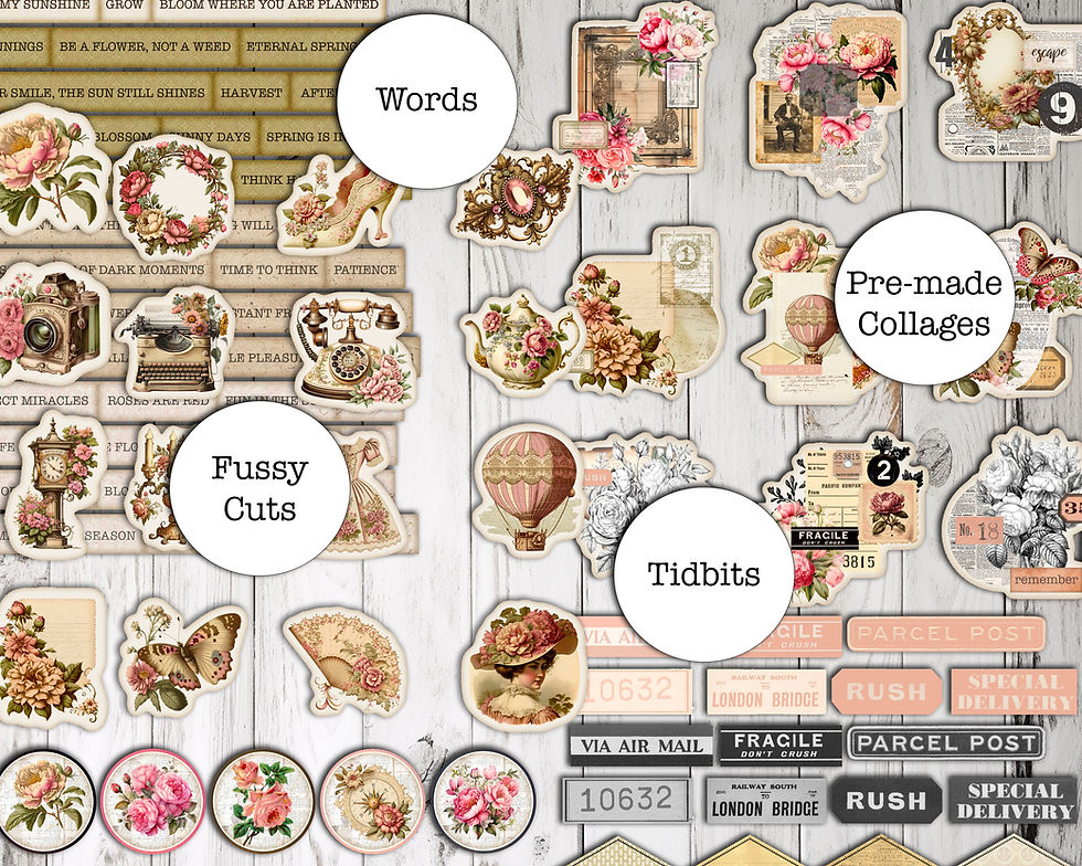 Thumbnail: June Kit 'Rosy Gazette' Digital Junk Journal Kit 2024