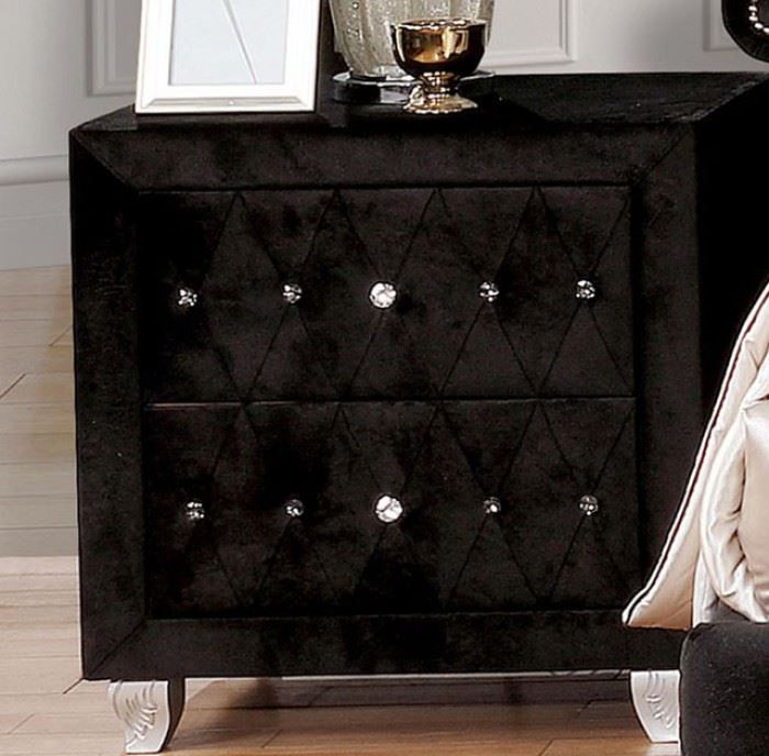 Thumbnail: ALZIR - Padded Flannelette Fabric / Crystal Like Acrylic Buttons / Cabriole Legs