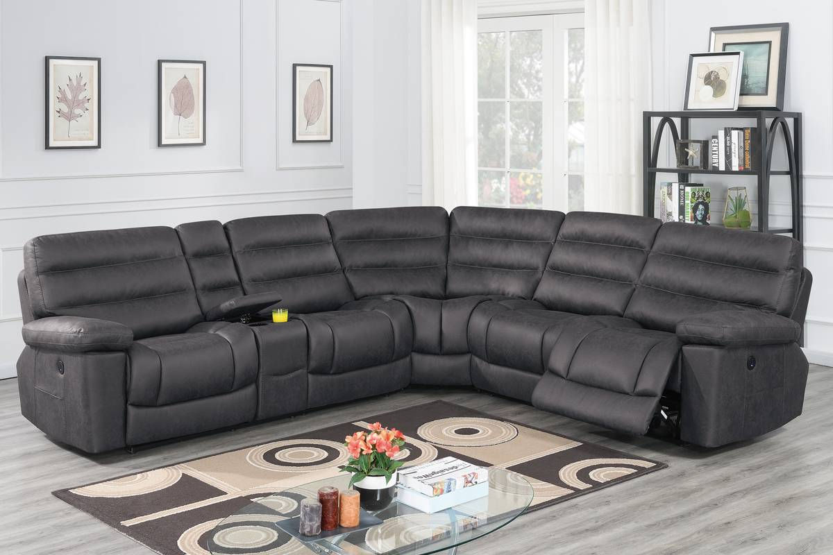 POWER SECTIONAL SET - Palomino Fabric Finished with USB Charger