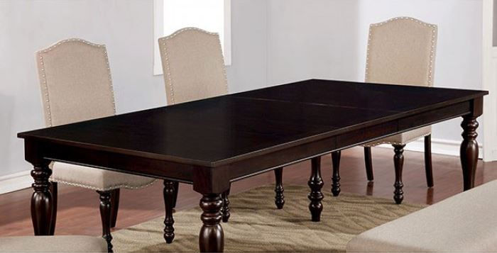 Thumbnail: HILMA - Expandable Top with 18" Leaf / Padded Linen Seat and Back/ Nailhead Trim