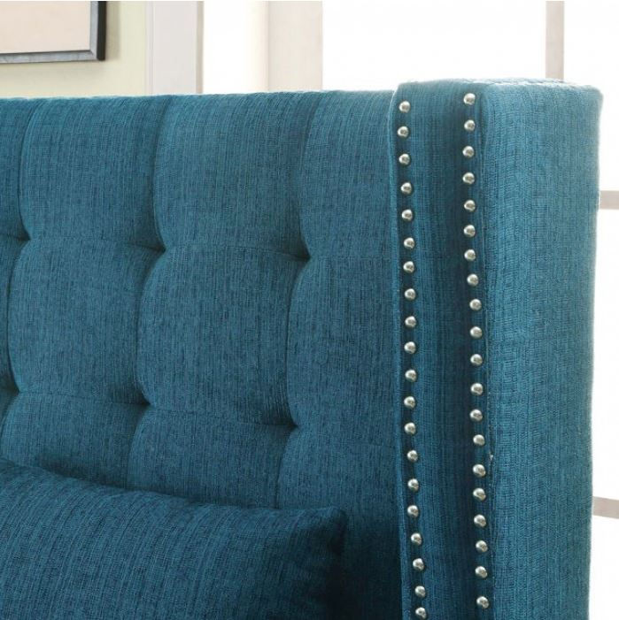 Thumbnail: AMORA - Fabric / Solid Wood / Wingback with Nailhead Trim / Button Tufting