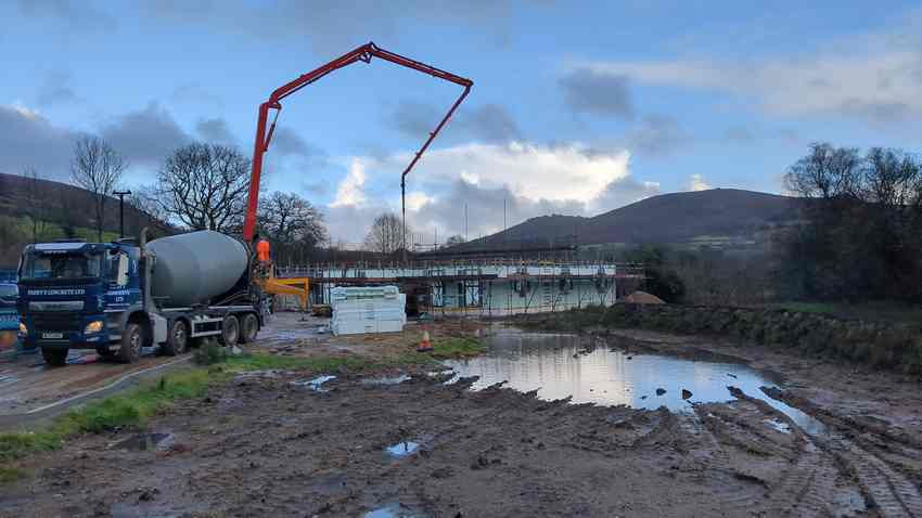 Several concrete lorries arrived during the day