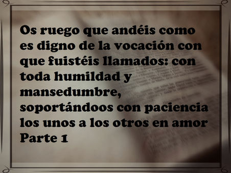“Os ruego que andéis como es digno de la vocación con que fuisteis llamados: con toda humildad y man