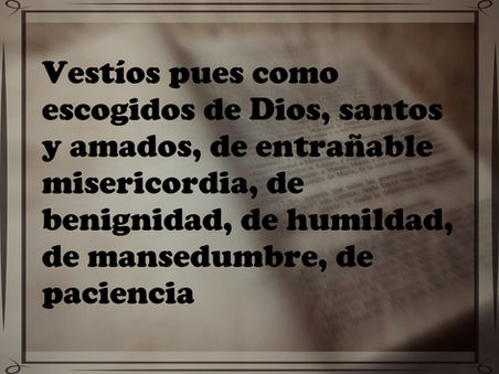 Vestíos pues como escogidos de Dios, santos y amados, de entrañable misericordia de benignidad, de h