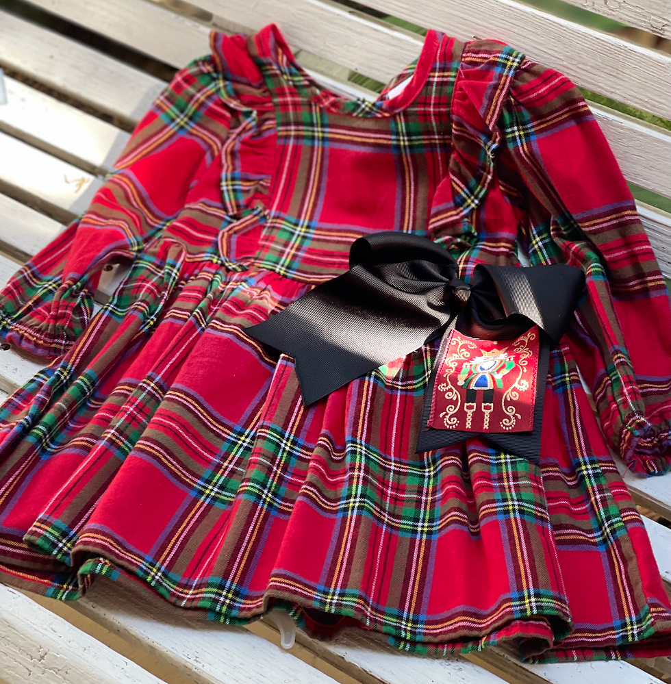 Thumbnail: Christmas Red Tartan Dress - Custom Monogramming or Appliqué
