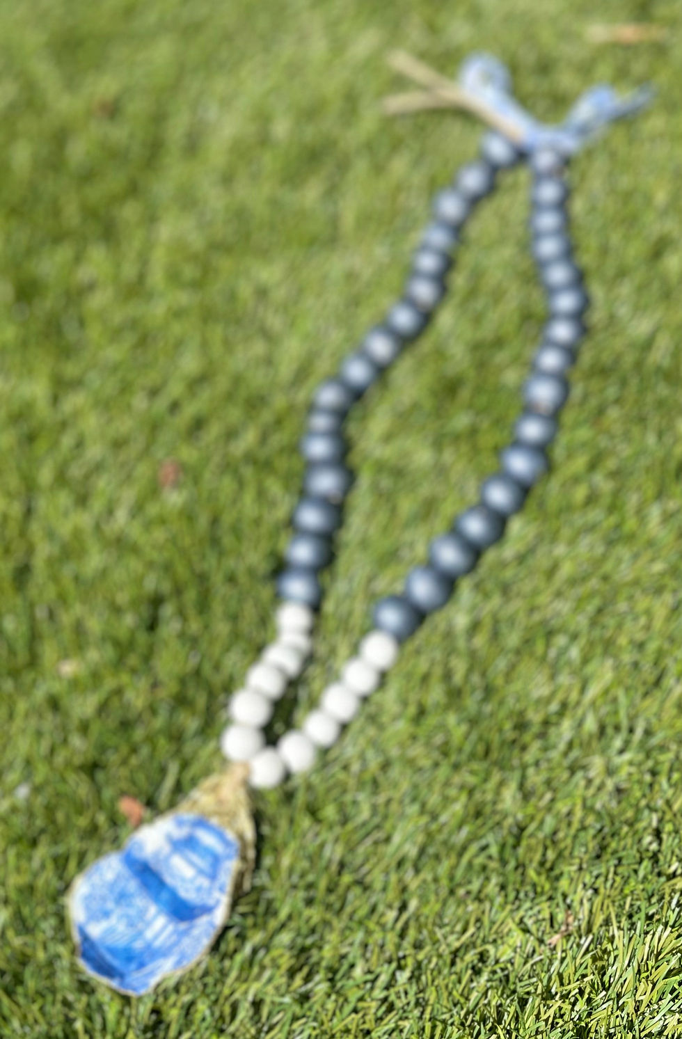 Thumbnail: Oyster Shell Beaded Chinoiserie Necklace