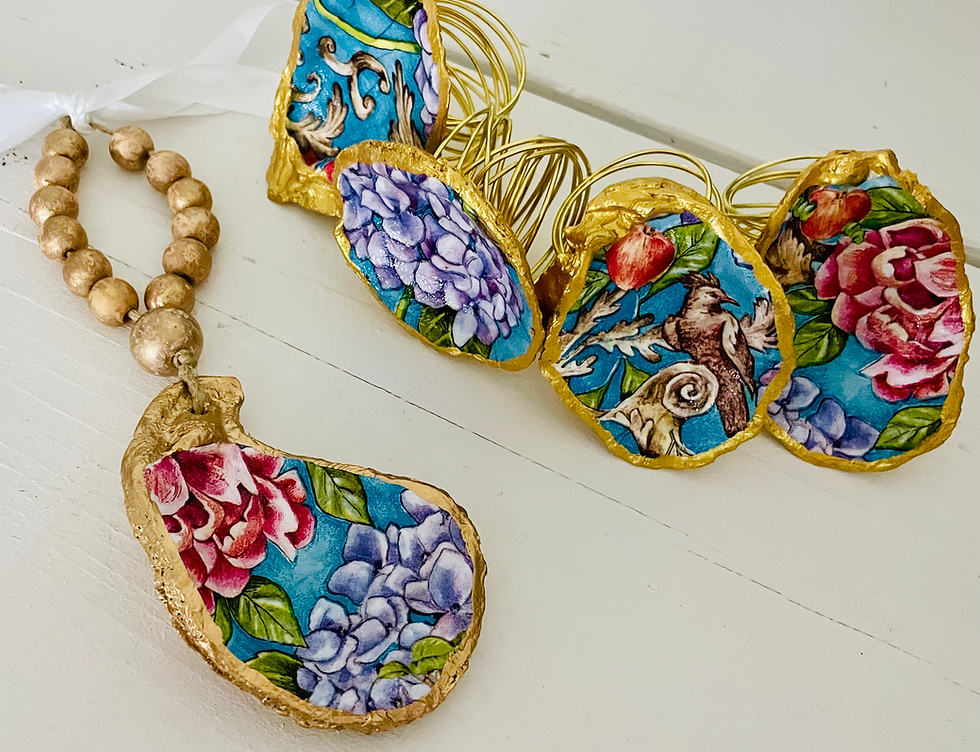 Thumbnail: Flora Inspired Ornaments, Bottle Toppers, & Napkin Rings