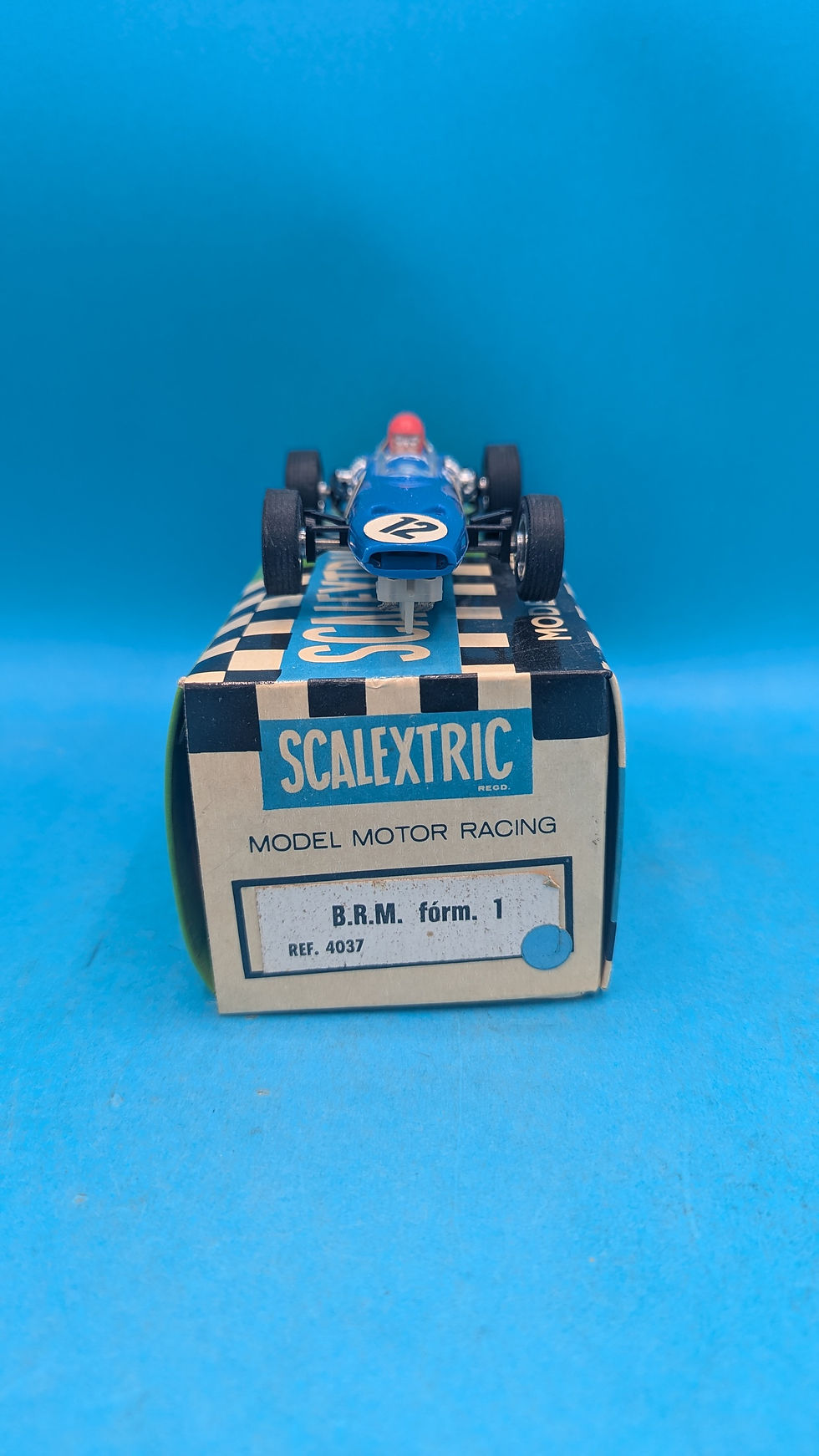Thumbnail: Scalextric 4037 BRM form1 in Blue, New Old Spanish shop stock