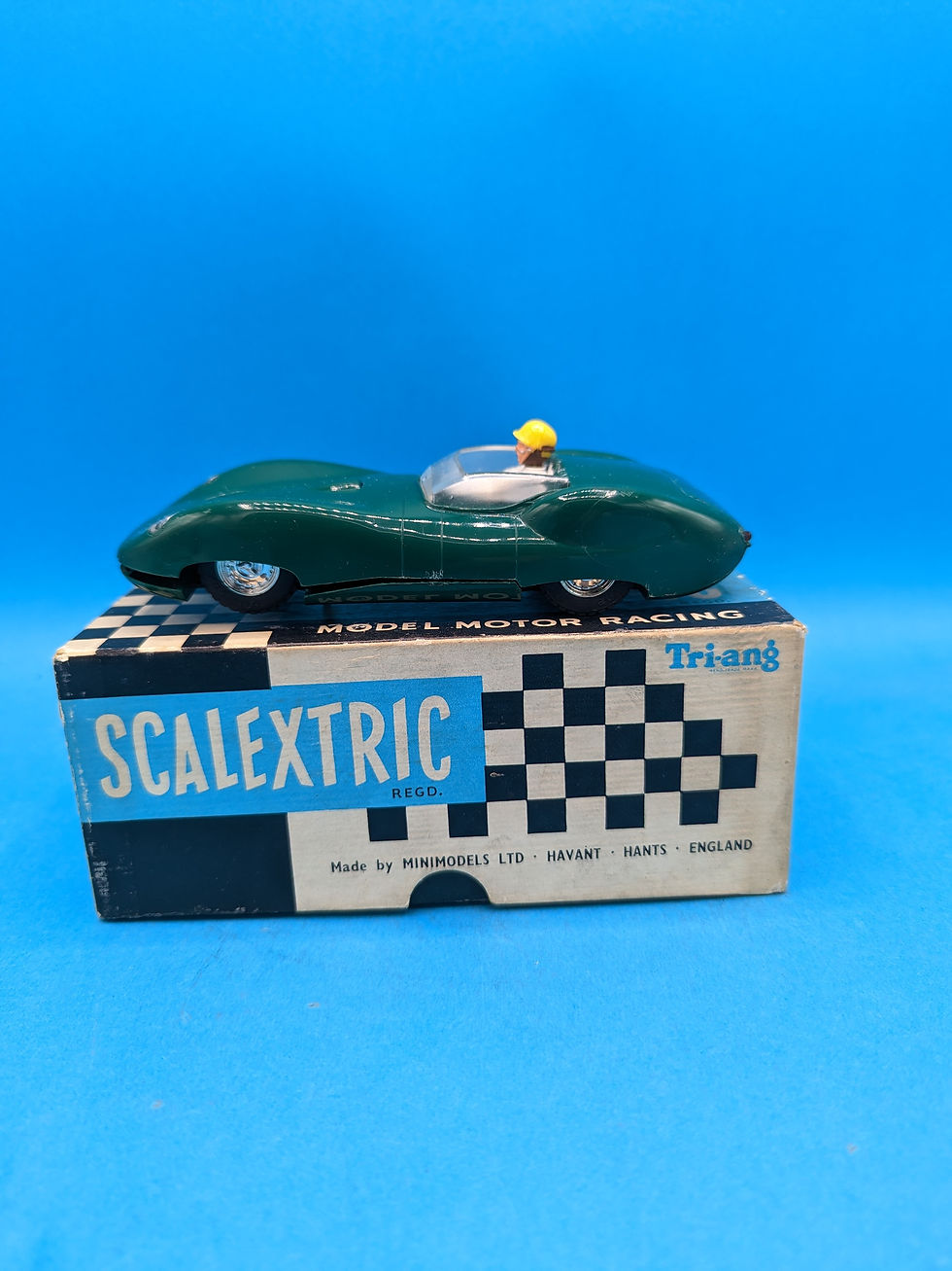 Thumbnail: Scalextric E1 Lister Jaguar with Electric Head & Tail Lights Green