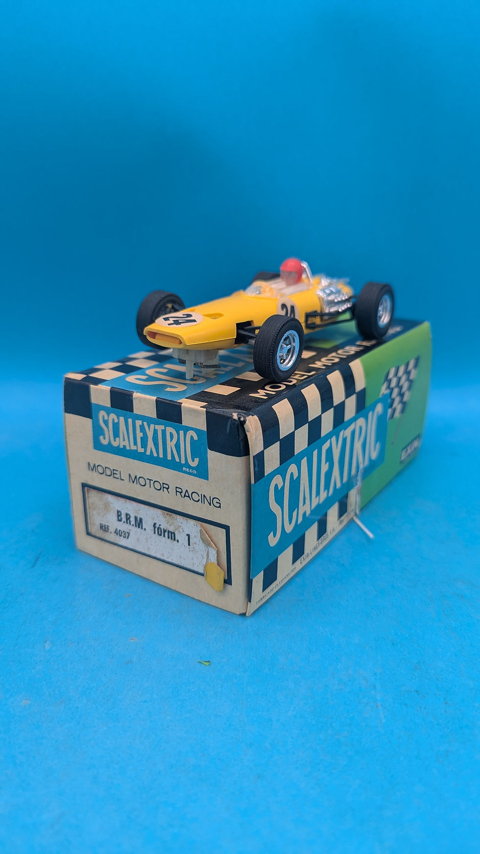 Scalextric 4037 BRM form1 in Yellow, New Old Spanish Shop stock