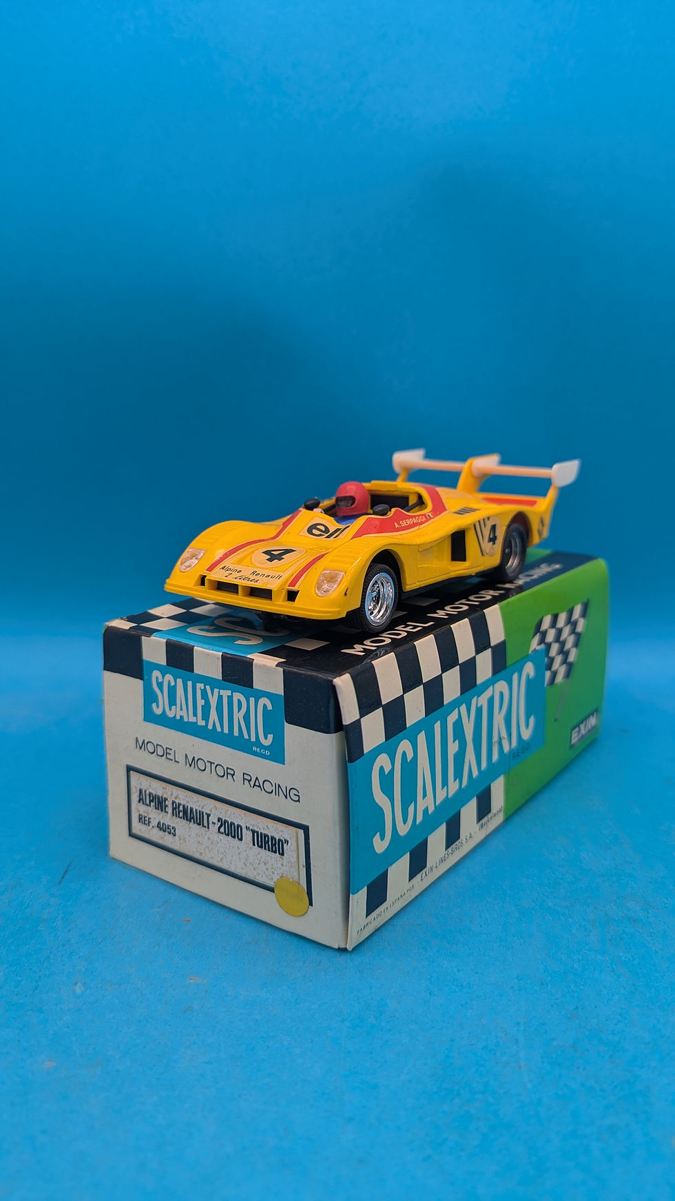 Scalextric 4053 Alpine Renault 2000 Turbo in Yellow, New Old Spanish Stock